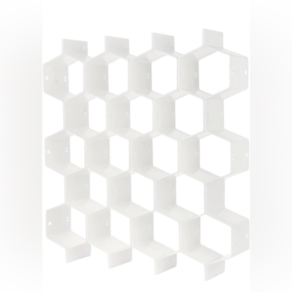 Modular Hex Grid Wall Organizer - White